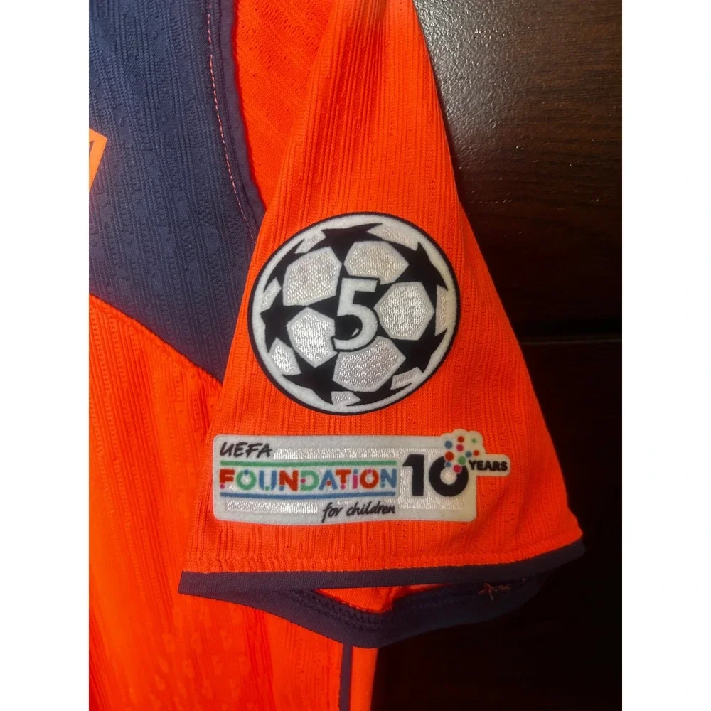 Nike FC Barcelona Lewandowski 9 Jersey Orange Blue Kids Large 2023-24 Away Shirt